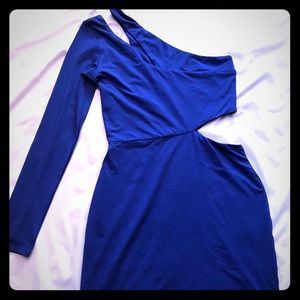 Beautiful in blue cocktail dress